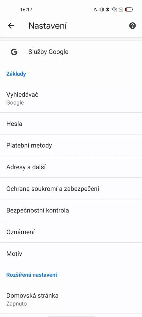 načítání stránek chrome