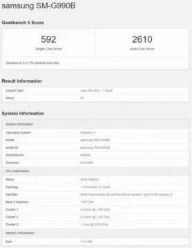Samsung Galaxy S21 FE spatřen v Geekbench