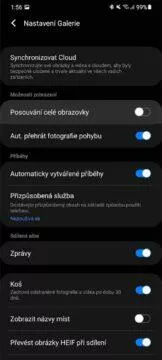 Samsung Galerie celoobrazovkové prohlížení Posouvání celé obrazovky