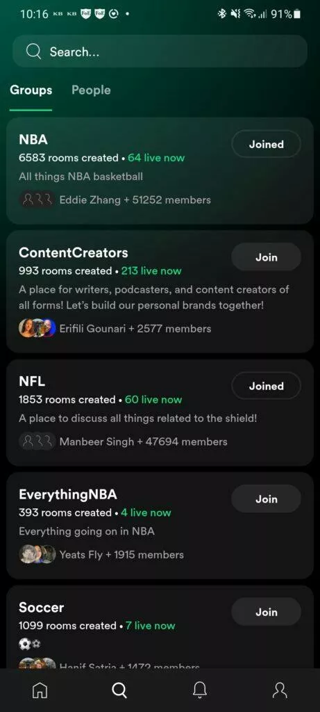 Spotify Greenroom sociální sítě sociální síť Clubhouse vyhledávání