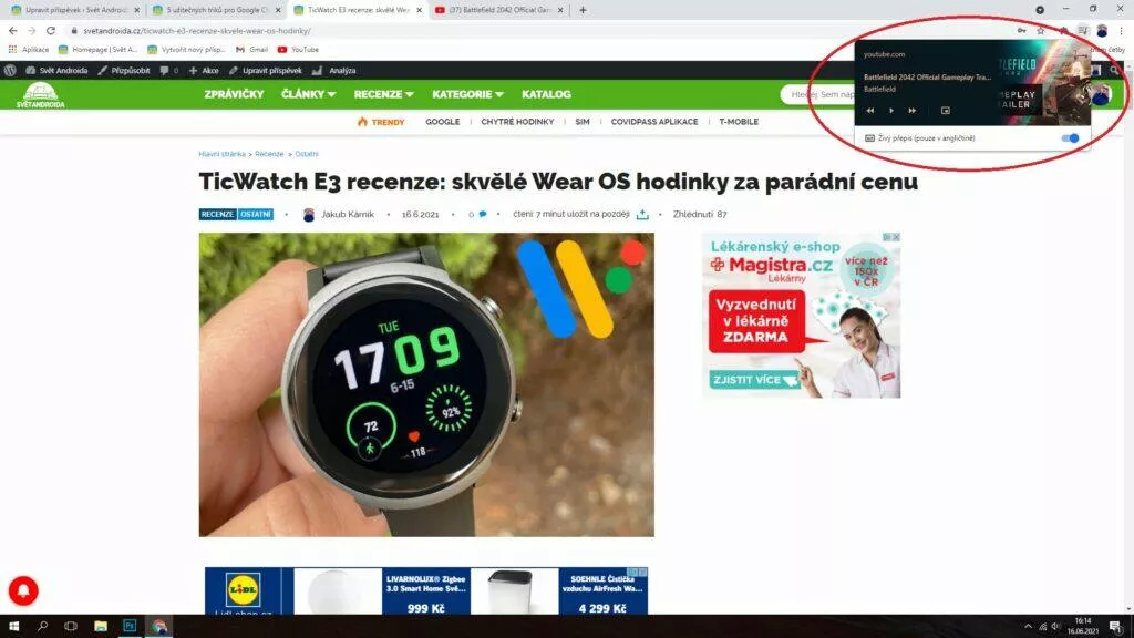 youtube ovládání