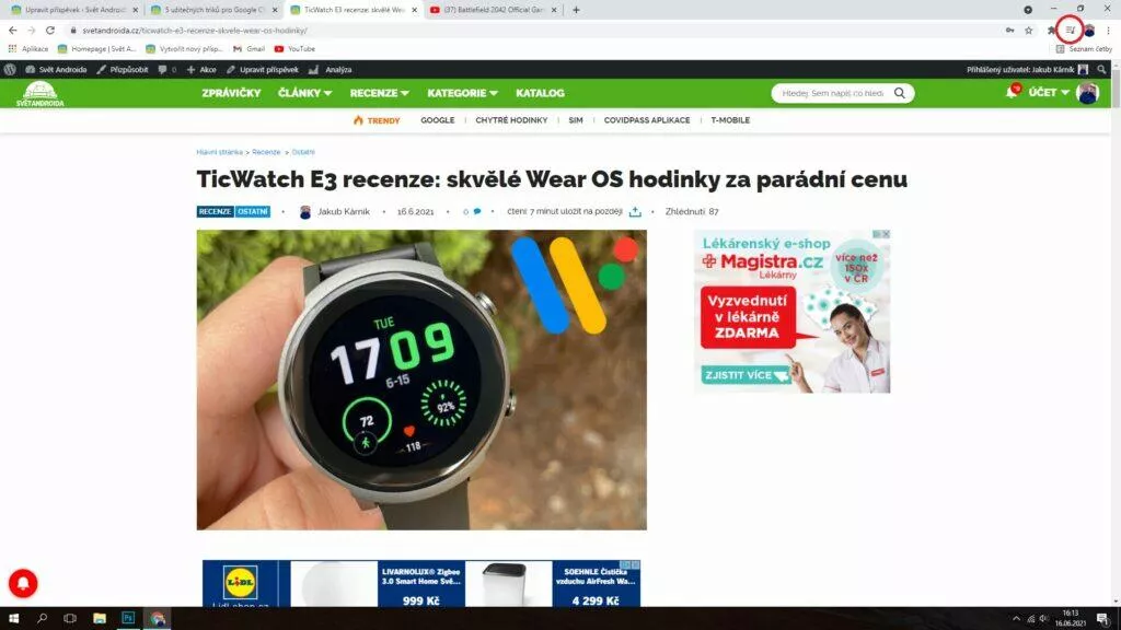 youtube ovládání google chrome