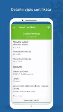 aplikace čTečka certifikát detail