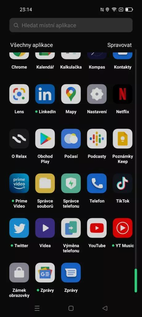 aplikace v telefonu oppo reno5 5g