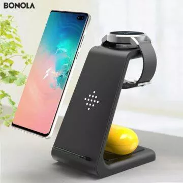 Bonola Qi 3 in 1 nabíječka telefon sluchátka hodinky