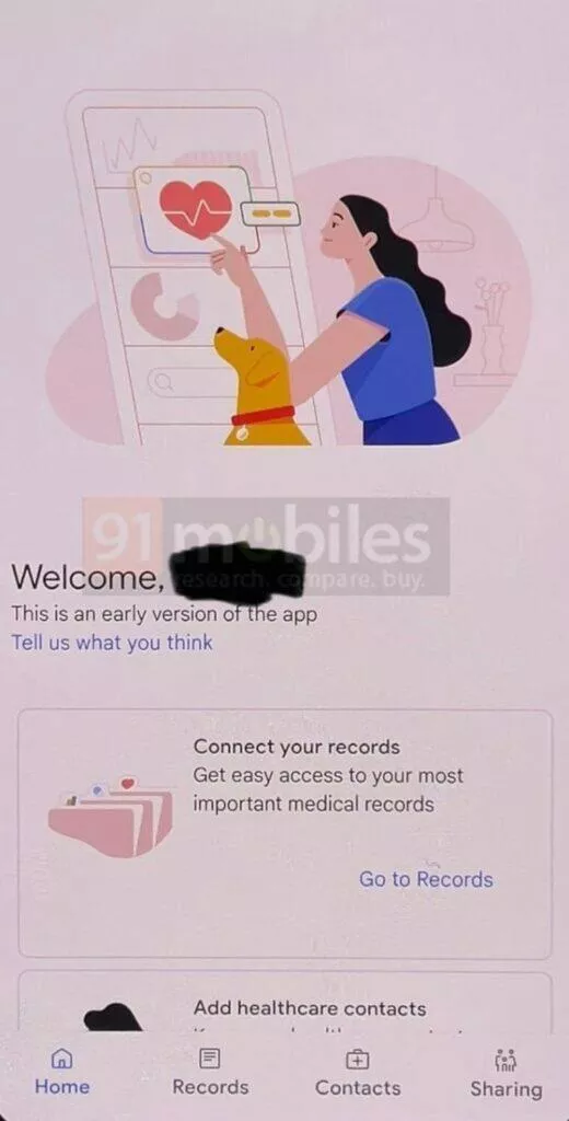 Google aplikace zdravotní záznamy screenshot