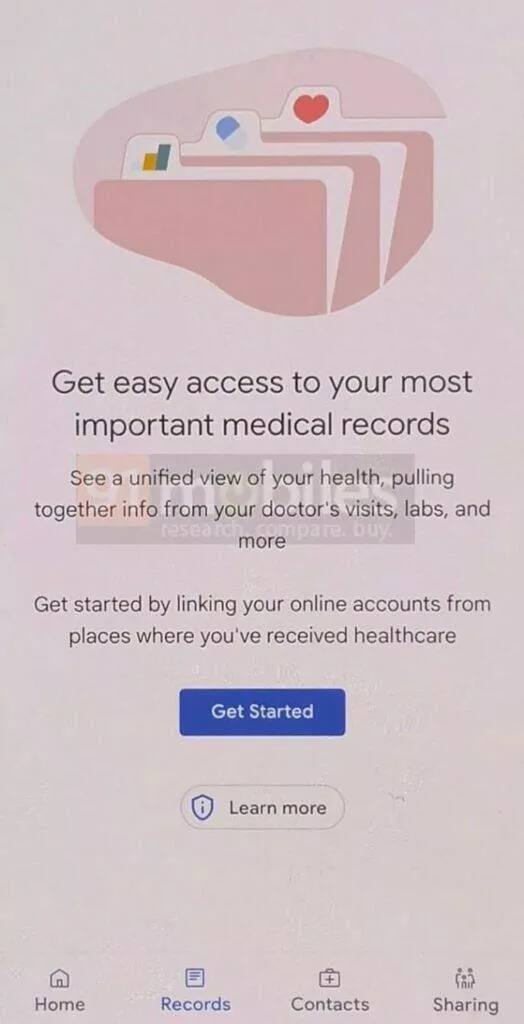 Google aplikace zdravotní záznamy screenshot karty
