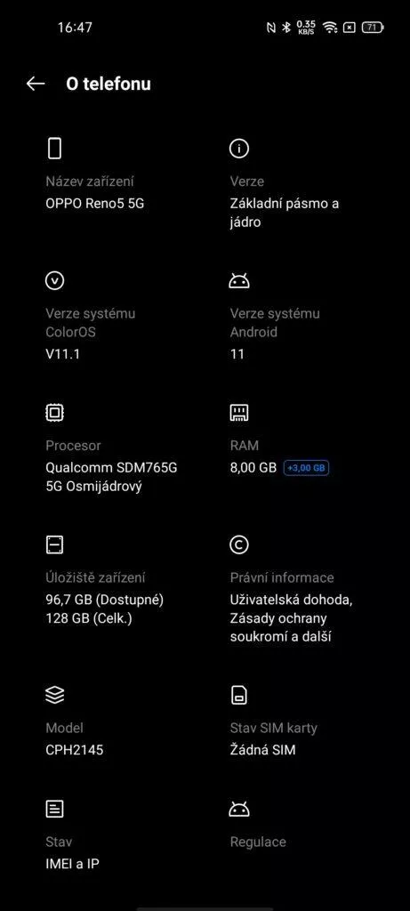 informace o telefonu oppo reno5 5g