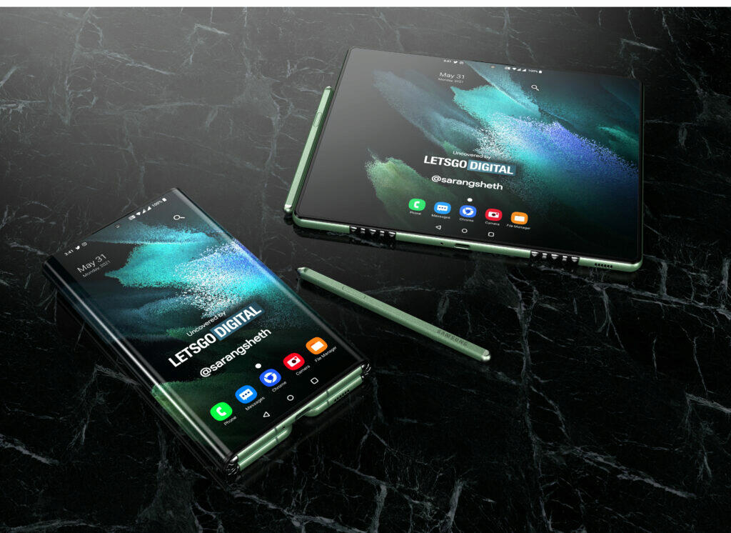 Nástupce Samsung Galaxy Note 20 skládací telefon Galaxy Note S Pen koncept