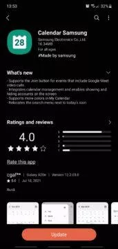 Samsung Kalendář Google Meet tlačítko changelog Samsung Kalendář Google Meet tlačítko changelog