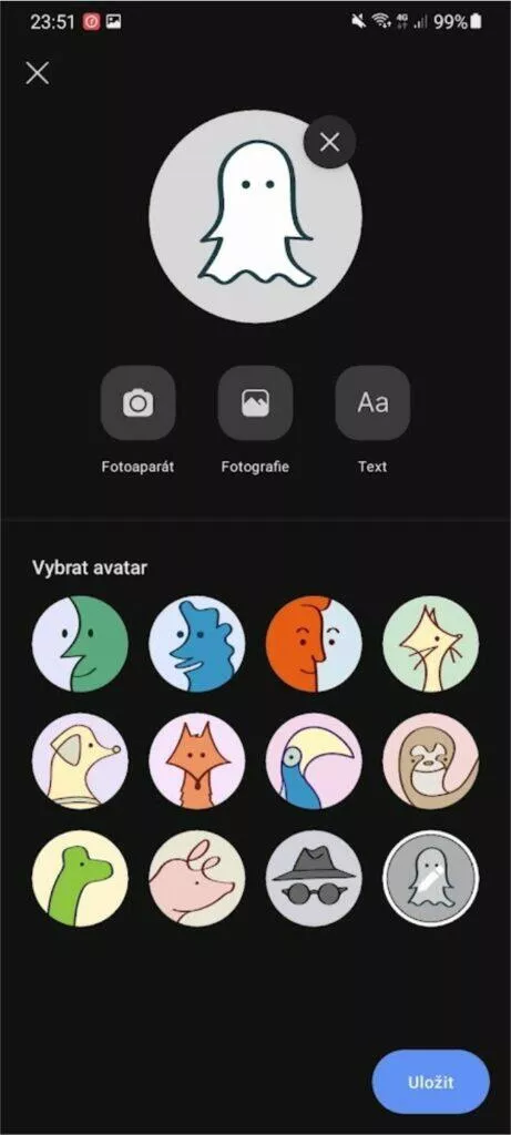 Signal aplikace tvůrce avatarů avataři