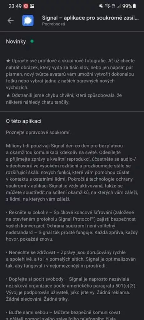 signal aplikace tvurce avataru obchod play