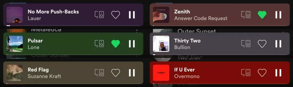 Spotify application bottom menu redesign buttons transparency