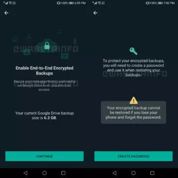 WhatsApp encrypted backup screen