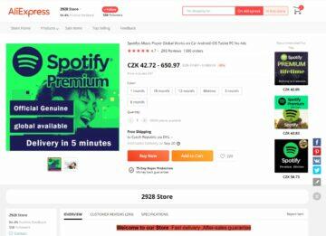AliExpress levné premium Spotify Netflix YouTube nabídka Spotify