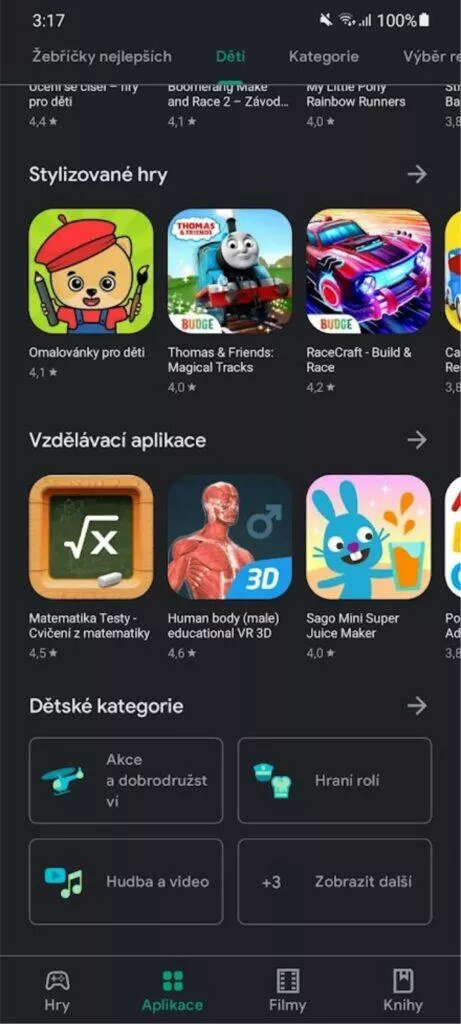 Obchod Play aplikace hry pro děti schváleno učitelem 6 kategorie