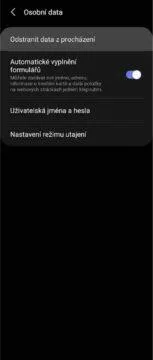 Samsung Internet 15 Osobní data