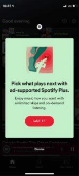 Spotify Plus levnější předplatné oznámení