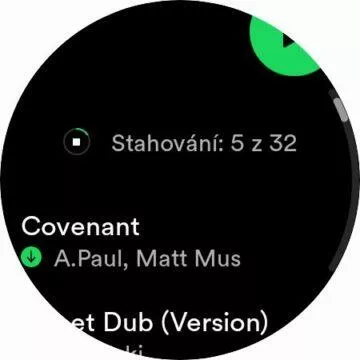 Spotify Wear OS stahování playlist