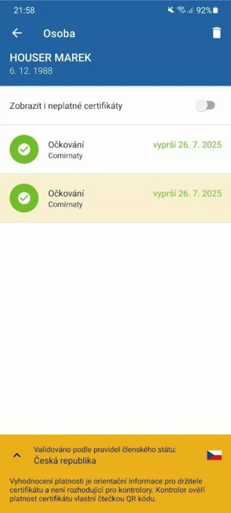 tecka barvy aktualizace vypis