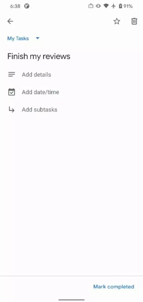 Úkoly Google hvězdičky detail
