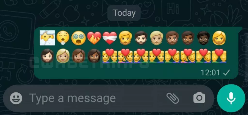 WhatsApp new Emoji Unicode 13.1 preview