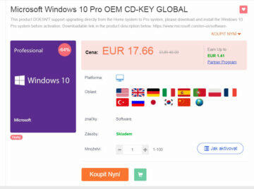Windows 10 za nejnižší cenu CD-Key