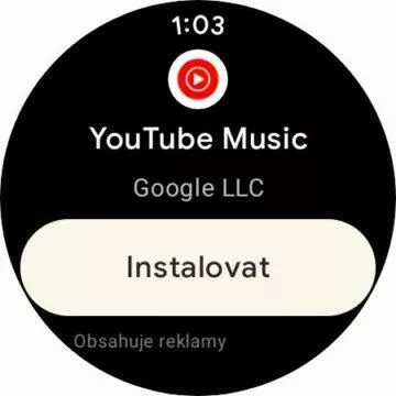 YouTube Music aplikace Wear OS hodinky Obdhod Play instalace