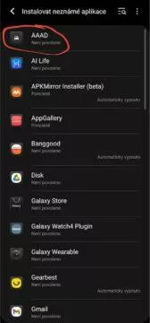 AAAD Android Auto Apps Downloader oprávnění 2
