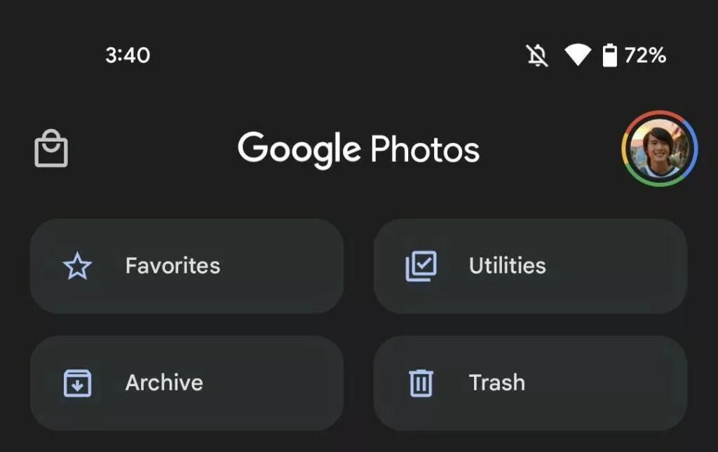 Fotky Google Material You tmavý režim