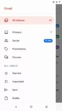 Gmail menu