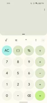 Google Kalkulačka Material You Android 12 design světlá zelená