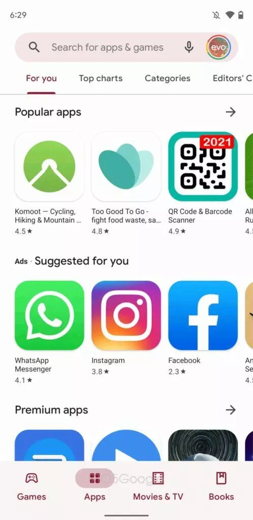 Obchod Play Android 12 redesign Material You růžová