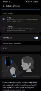 Samsung Health 6 chrápání