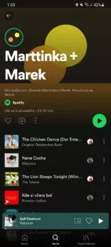 Spotify Společný mix playlist Blend 6 výsledek