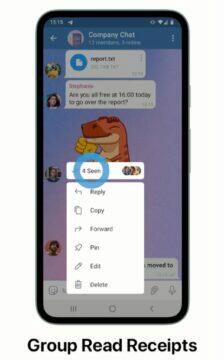 Telegram 8.0.1 aktualizace skupiny přečtení