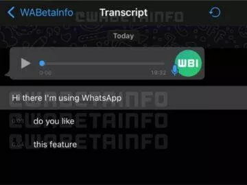 WhatsApp voice message conversion to sample text