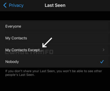 WhatsApp nové možnosti nastavení soukromí Moje kontakty kromě