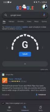 Google aplikace tuner ladička nástroj