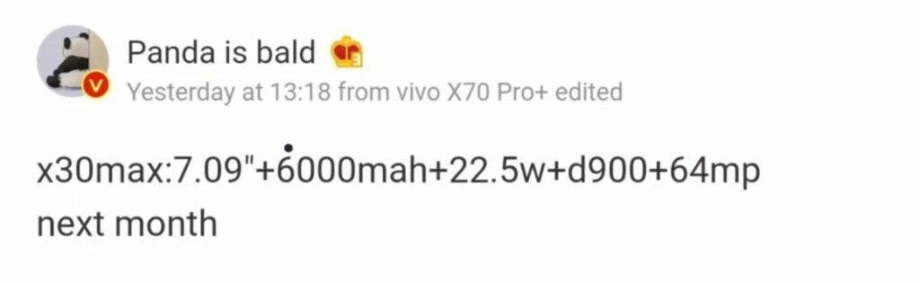 Honor X30 MAX specifikace Weibo Bald Panda