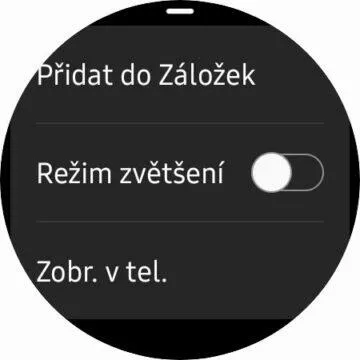 prohlížeč Samsung Internet Galaxy Watch4 10 menu