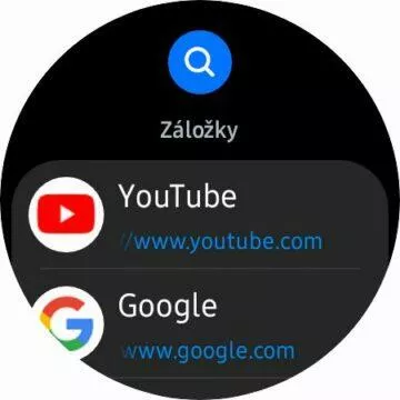 prohlížeč Samsung Internet Galaxy Watch4 3 vyhledávání