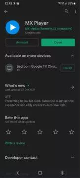 Android TV aplikace instalace z mobilu MS Player