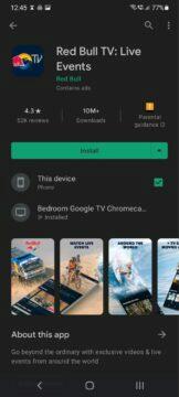 Android TV aplikace instalace z mobilu ukázka Red Bull TV