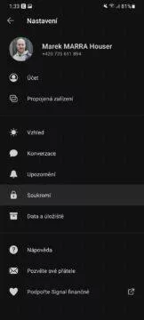 efektivnější aplikace Signal tipy mizející zprávy 1 menu