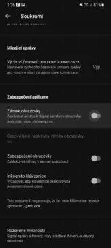 efektivnější aplikace Signal tipy zámek obrazovky 2 přepínač