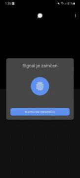efektivnější aplikace Signal tipy zámek obrazovky 3 otisk