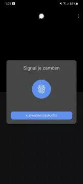 efektivnější aplikace Signal tipy zámek obrazovky 3 otisk