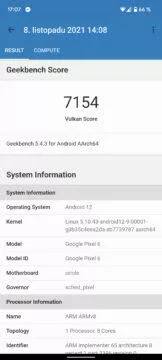 google pixel 6 geekbench 5 vulkan