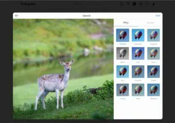 Instagram publikování web PC filtry
